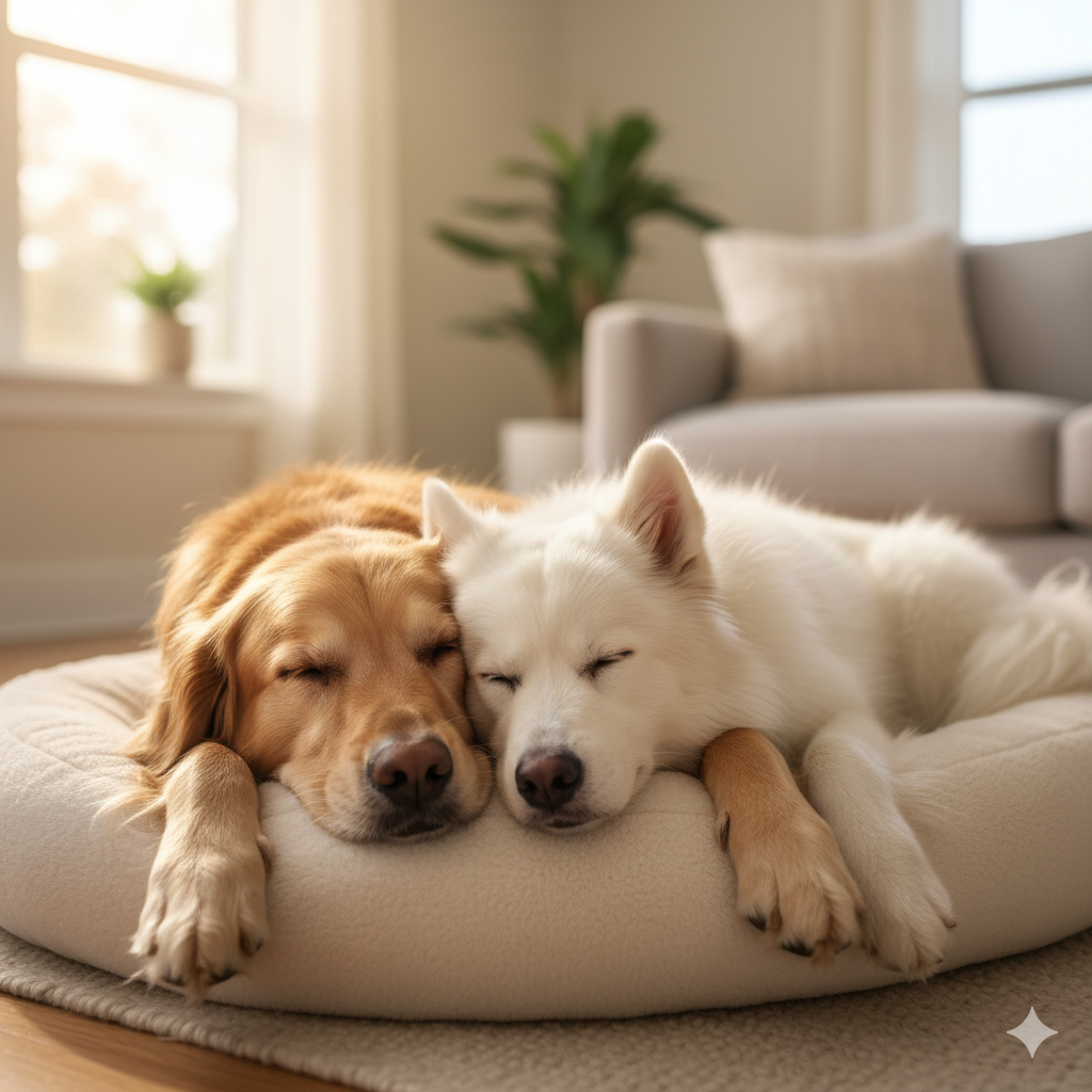 dois cachorros dormindo