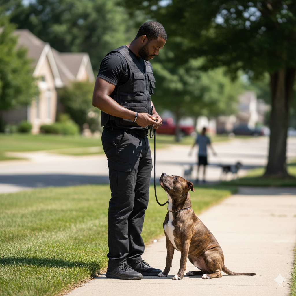 adestrador e pitbull
