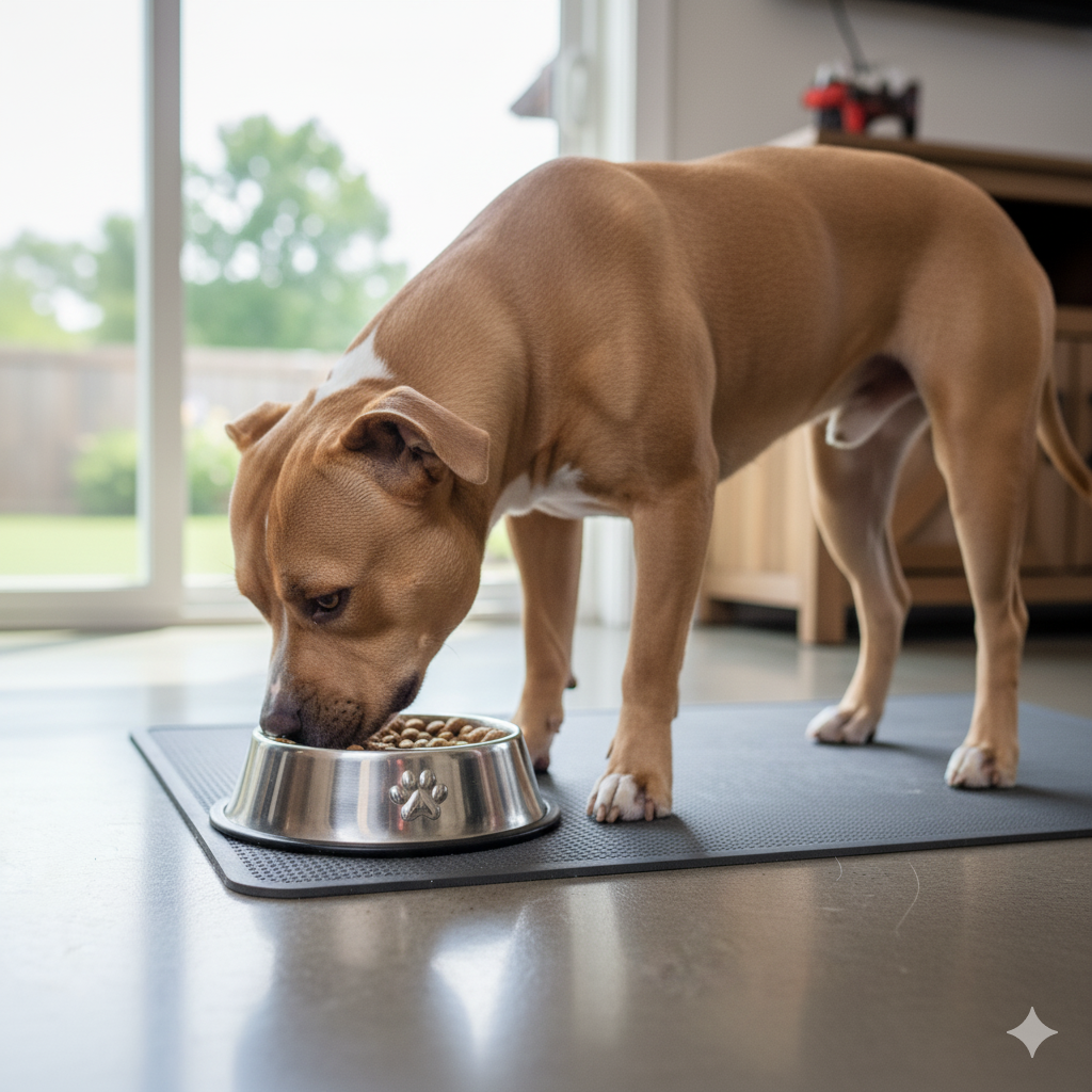 pitbull comendo ração