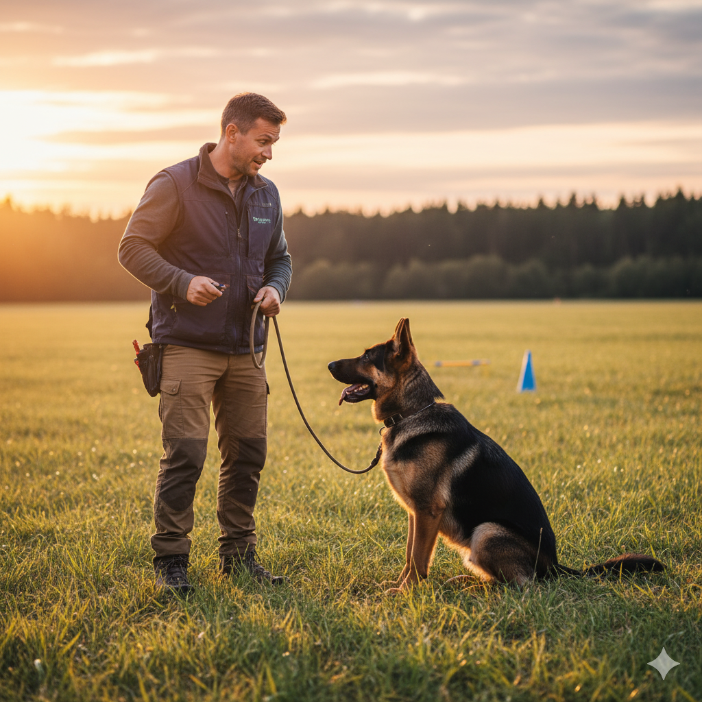 adestrador e pastor alemão